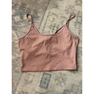 Athleta Womens Pink Karma Powervita Rib Twist Sleeveless Cropped Tank Top Large